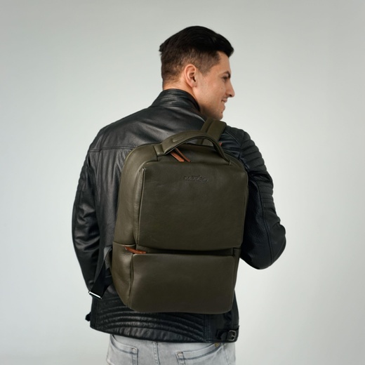 Шкіряний чоловічий рюкзак з відділенням для ноутбука Roberto Tonelli R1179-7